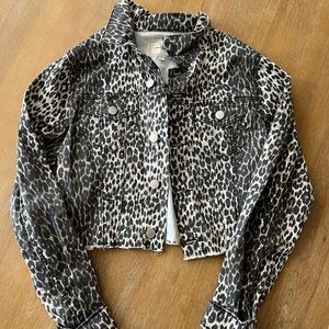 Cheetah print cropped jean jacket